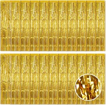 20 Pack Gold Foil Curtain Backdrop 3.2ft x 8.2ft Foil Fringe Backdrop Curtain Me - £44.77 GBP