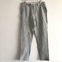 J Crew Linen Pants Mens 31x32 Gray Bowery Slim Straight Fit Baird McNutt... - $41.68