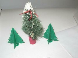 TREES - THREE PIECES  TWO PLASTIC- 3&quot; &amp; ONE W/SNOW/BASE- 6&quot;- SALE - W57 - £2.74 GBP