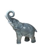 Vintage Germany Porcelain Gray Elephant Figurine Trunk Up - $741.67 MXN