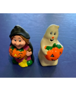 Set of 2 vintage Halloween pencil sharpeners ghost witch Jack O lantern - $19.75