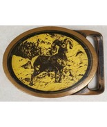 Tech Ether Guild Ram Belt Buckle Solid Brass Bighorn Mountain Scene Vintage - £21.00 GBP