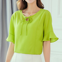 Spring Summer Korean Women Shirt Short Sleeve Pure Color Blouse Female Fashion S - £151.84 GBP