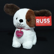 Russ Kellytoy Puppy Love Stuffed Plush Dog 8&quot; Heart Collar Valentine&#39;s Day NEW - $26.76