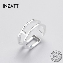 INZATT Real 925 Sterling Silver Unique Rhombus Line Ring Minimalist  For Women E - £14.21 GBP