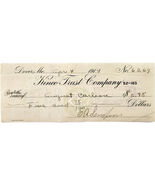 1914 Kineo Trust Company Bank Check E.A. Sampson Dover Maine Signed 6269... - $27.86 CAD