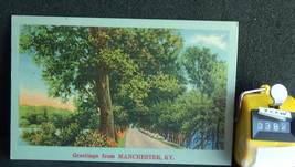 STD Vintage Greetings From Manchester Kentucky Unposted Linen - £1.32 GBP