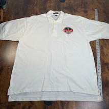 Vintage Jonathan Corey Embroidered Nasa MOD Mission Men&#39;s Polo Shirt Whi... - £27.25 GBP