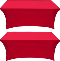 Utopia Kitchen Spandex Tablecloth 2 Pack [6FT, Red] Tight, - £28.08 GBP