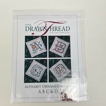 The Drawn Thread Cross Stitch  Alphabet Ornaments One A B C &amp; D Chart and Beads - £9.32 GBP