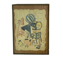 Vintage Holly Hobbie Viewing a Mutoscope - Lithograph on Wood - Wall Hanging - £27.68 GBP