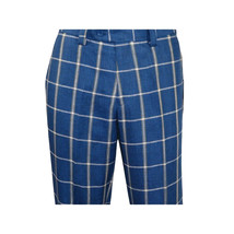 Men INSERCH premium Soft Cool Linen  2pc Walking Leisure suit 7098 Blue Plaid image 7