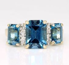 2.50 Ct Emerald Cut CZ Blue Topaz Vintage Wedding Ring 14k Yellow Gold Finish - £68.52 GBP