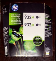 HP 932XL High Yield Black Original Ink Cartridge 2 pack CN053AN#140 NEW - £15.87 GBP