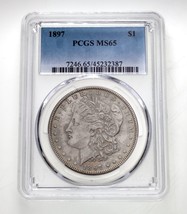 1897 $1 Morgan Dollar Graded By PCGS As MS65 Gorgeous Coin! - $396.00