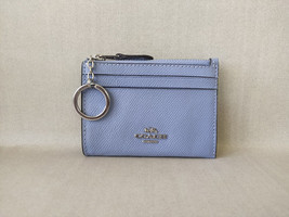 Coach Mini schmales Kartenetui mit Reißverschluss aus genarbtem Leder T ... - $33.99