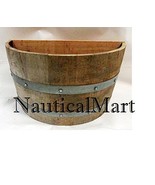 NauticalMart Oak Wood Wine Barrel Wall Planter Handcrafted From Used Win... - £347.25 GBP