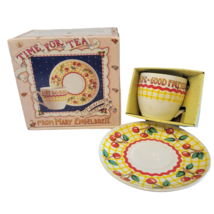 ME Mary Engelbreit Time For Tea Collectors Coffee Cup &amp; Saucer Set ‘Good... - £15.81 GBP