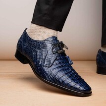 Lacio Genuine Caiman Crocodile Lace up Navy image 12