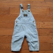 Vintage OshKosh BGosh Vestbak Blue Stripped Jeans Overalls Toddler Sz 6-9 mo - £19.09 GBP