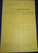 Vintage North &amp; Coon Lumber Statement Kalamazoo MI 1900 - £6.28 GBP