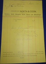 Vintage North &amp; Coon Lumber Statement Kalamazoo MI 1900 - £6.28 GBP