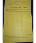 Vintage North &amp; Coon Lumber Statement Kalamazoo MI 1900 - $10.96 CAD