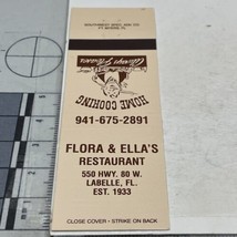 Vintage Matchbook Cover  Flora &amp; Ella’s Restaurant Labelle, FL.  gmg   U... - £9.88 GBP