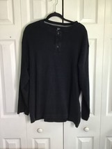 R And R Shirt Mens XL Henley Long Sleeve Black - $20.57