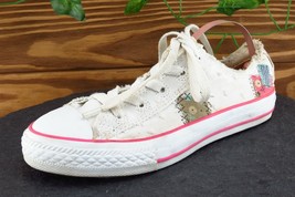 Converse All Star Youth Girls Shoes Size 2 M White Low Top Fabric - $21.56