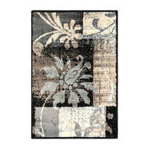 2' X 3' Beige And Gray Floral Power Loom Distressed Stain Resistant Area Rug - $824.68 MXN