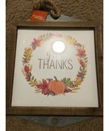 Give Thanks Wreath Pumpkin fall thanksgiving decor wooden wall hanging s... - €19,41 EUR
