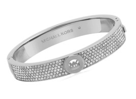 Michael Kors Silver Tone Pave Fulton Hinge Bangle Bracelet - £371.88 GBP