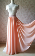 Coral Pink Chiffon Maxi Skirt Outfit Summer Wedding Plus Size Maxi Skirt image 1