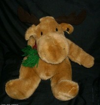 Vintage Mty International Christmas Moose W Scarf Brown Stuffed Animal Plush Toy - £18.68 GBP