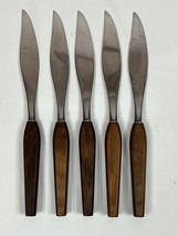 Fleetwood Designer Steak knives Set Of Five Stainless &amp; Teak MCM - $21.49