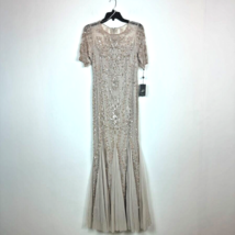 Adrianna Papell Womens 8 Biscotti Nude Pink Sequined Embellished Dress NWT BY79 - £127.19 GBP