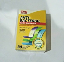 NEON Plastic Anti-Bacterial Bandages 30 Ct per Box 3 Assorted Sizes by CVS - £6.31 GBP