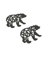 Set of 2 Black Enamel Cast Iron Bear Kitchen Trivets Lodge Decor - £28.69 GBP