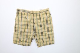 Vintage 50s Streetwear Mens Size 32 Flat Front Above Knee Chino Shorts Plaid USA - £54.47 GBP