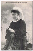 Postcard Coiffes Bretonnes Jeune Fille du Pays de Vannes Young Lady Crocheting - £7.94 GBP