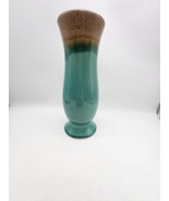 Crackle Glaze Pottery Tri Color Vase vintage Turquoise, Brown - $295.55 MXN