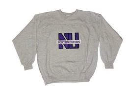 Vintage Crable Sportswear Northwestern Wildcats V-Neck Logo Sweatshirt Sz L - £22.29 GBP