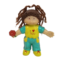 VINTAGE 1985 CABBAGE PATCH KIDS PVC FIGURE BROWN HAIR GIRL I LOVE YOU W/... - $26.01 CAD