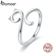 Hot Sale Authentic 925 Silver Cute Cat Nail Pussy Open Size Finger Ring for Wome - £17.93 GBP
