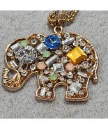 Crystal Embellished Elephant Gold Tone Double Chain 15&quot; Drop Pendant Nec... - $185.07 MXN