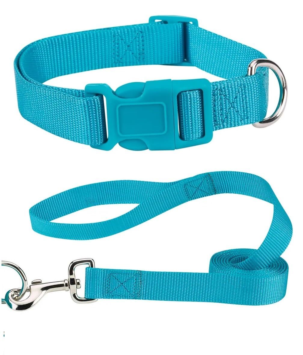 Matchiing Nylon Dog Collar and Lead Solid Colors 2 Piece Sets Adjustable... - £14.95 GBP+