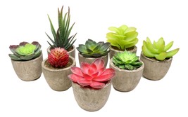 Set of 8 Colorful Realistic Artificial Botanica Flowering Succulents In ... - £41.99 GBP