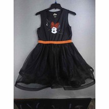Disney Junior Minnie Mouse Girl Dress Size XL 14-16 Bats Black Orange Full Skirt - £12.60 GBP