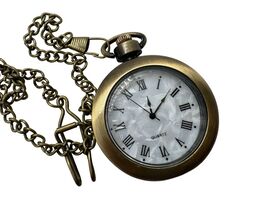 Antique Brass Pocket Watch with Quartz Movement and Fantasy Medal Design - $32.51 CAD